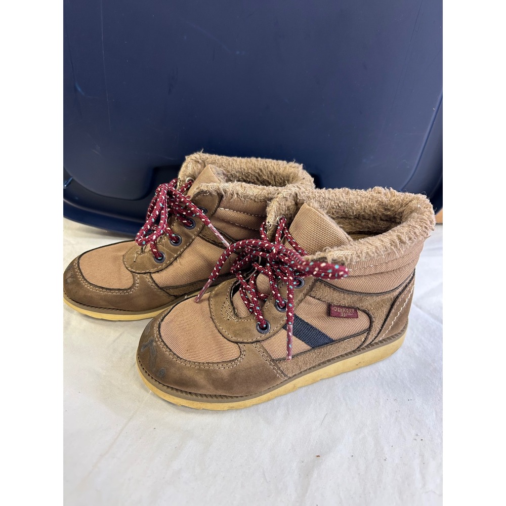 OshKosh B'gosh Jagger-B Toddler Size 12 Brown Faux Fur Lined Boots